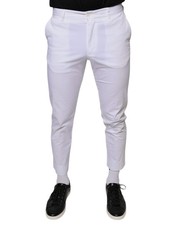 Dolce & Gabbana White Cotton Skinny Dress Men's Pants Authentic