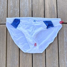 aussieBum Men white competition crew swim bikini brief Swimwear size M