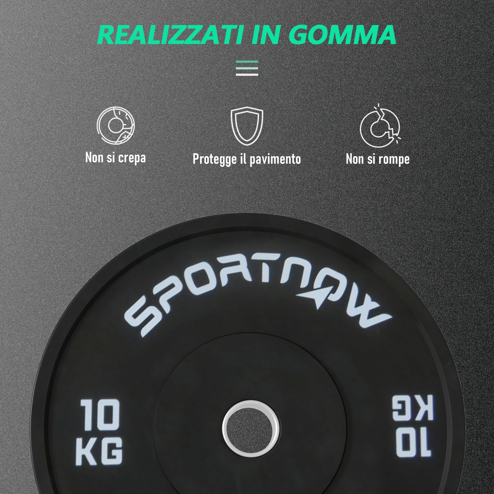 SPORTNOW Set 2 Dischi Pesi da 10kg per Manubri e Bilanciere con Attacco Ø5cm foto 6
