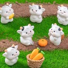 Cartoon Cow Figurines Handmade Realistic Landscape Ornaments Resin Decoration