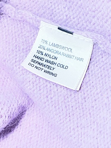 Pastel Lilac Lambswool Angora Blend Beaded Embellished Cardigan Easter Spring L - Picture 15 of 16