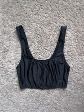Out From Under Satin Corset Crop Top in Black Size MEDIUM