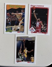 Magic Johnson 3 Card  1991-92 NBA Hoops Lot  #473 #266 #535   Los Angeles Lakers