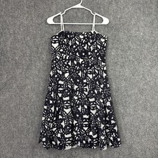 Maggy London Strapless Dress Womens Size 6 Black Floral Mini