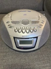 Sony CFD-E75 Portable Boombox CD Player AM/FM Radio Cassette Working Vtg Silver
