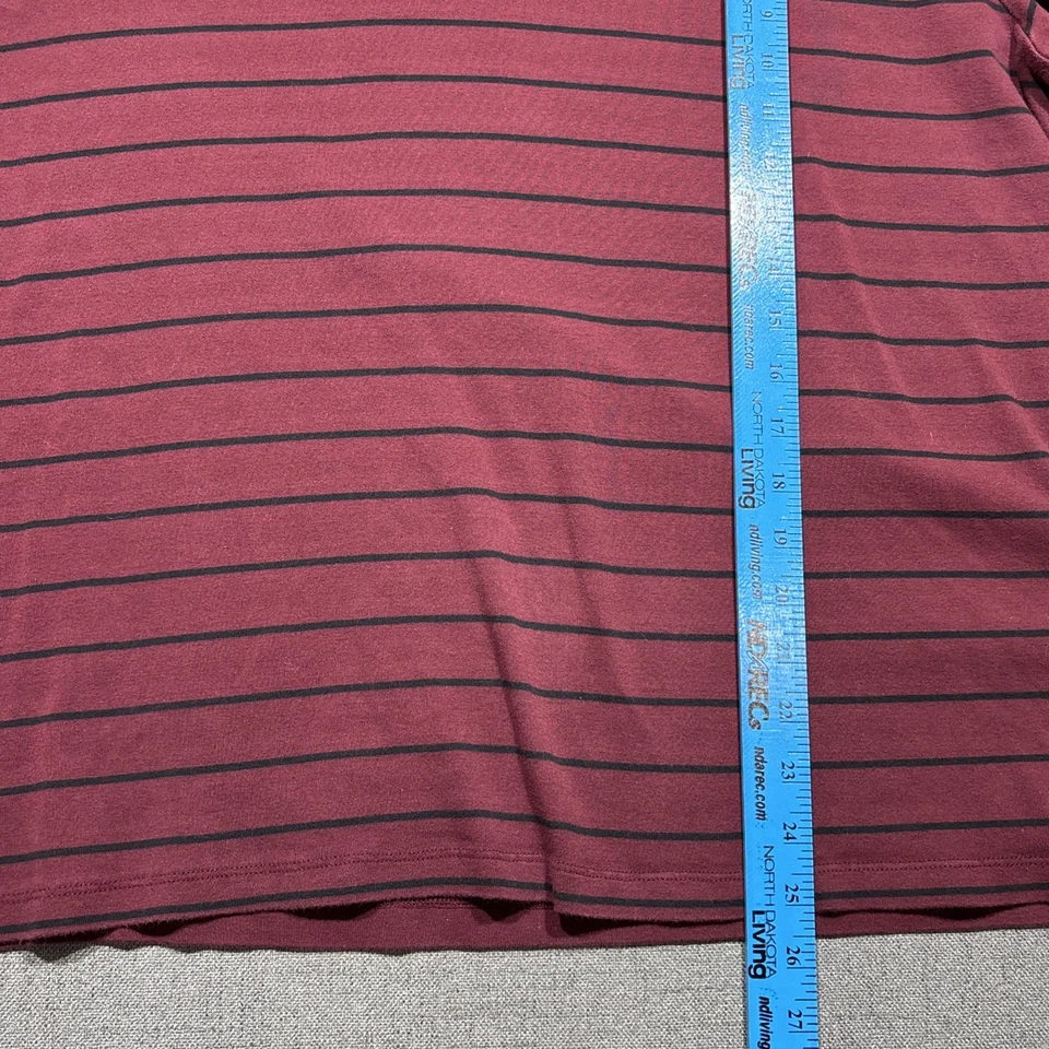 Damas Mujeres Plus 2X CJ Banks Manga Larga Granate Rayas Tejido Algodón Camisa Top Foto 3 de 4