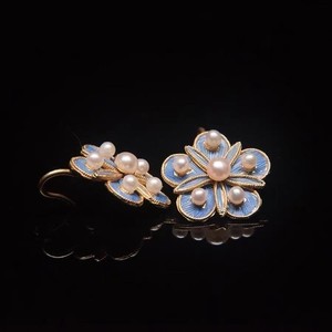 Authentic Palace Style Earrings Gold Plated Faux Pearl Hanfu Qipao Dangle Earrings