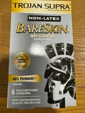Trojan Supra Americas Thinnest Non-latex Bareskin Condoms 6 Count EXP 11/27
