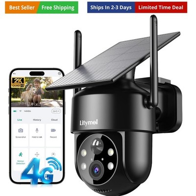4G LTE Cellular Solar Security Cameras Wireless Outdoor,No WiFi Cameras for H...