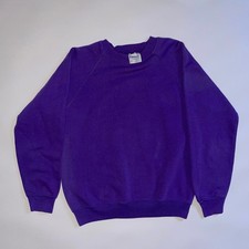 Vintage 80s 90s Hanes Purple Basic Raglan Sleeve Pullover Crewneck Sweatshirt