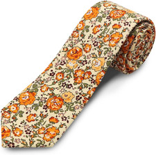 Cotton Floral Ties for Men 2.76" Men's Skinny Tie Linen Flower Printed Neck Tie