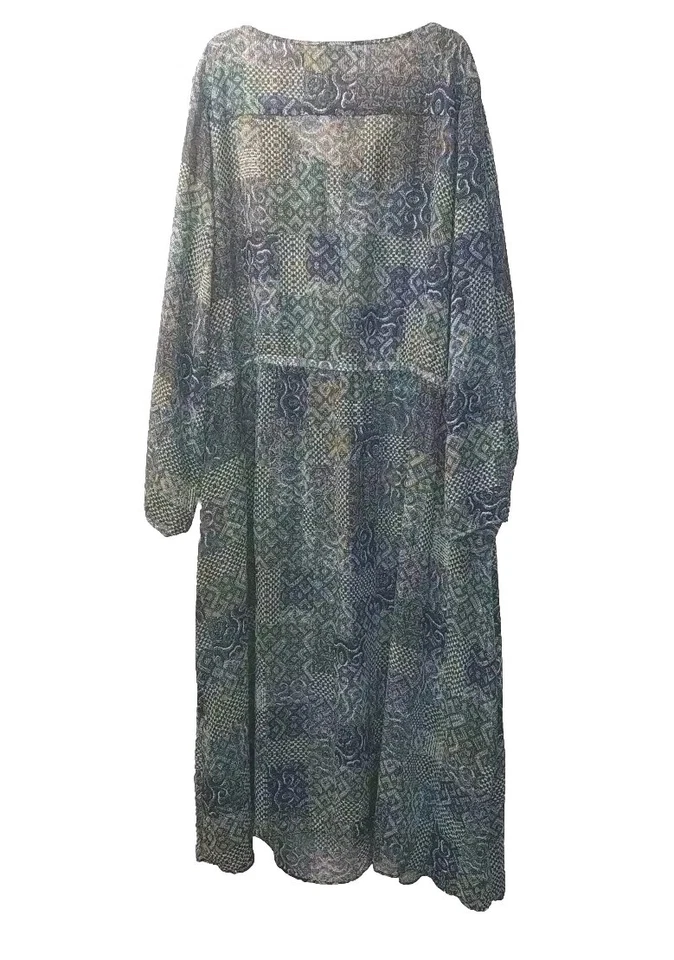 Maxi Vestido Mujer Mujer Talla Grande 28W Borlas Azul Transparente Retazos Bohemio Foto 3 de 4