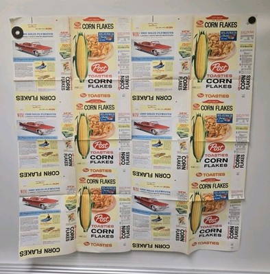 RARE 1960s Post Toasties Corn Flakes, Plymouth Fury Paper Wrap