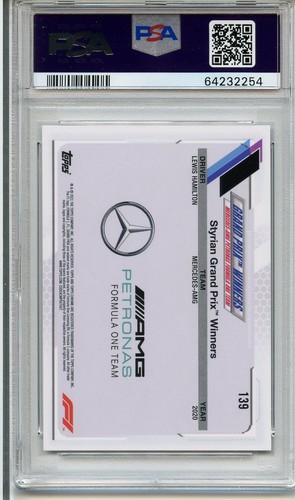2021 Topps Chrom F1 schwarz weiß Raywave #139 Lewis Hamilton PSA 10 EDELSTEIN MT - Bild 2 von 2