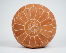 Prefilled Moroccan Leather Ottoman Pouffe Footstool Brown Pouf Boho Genuine