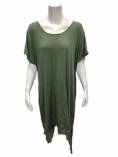 H by Halston Layered T-Shirt Dress with Cross Back Palm Green X-Small Size