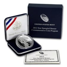(1) 2012 P Star Spangled Banner $1 Commemorative Proof Silver Dollar w/Box & COA