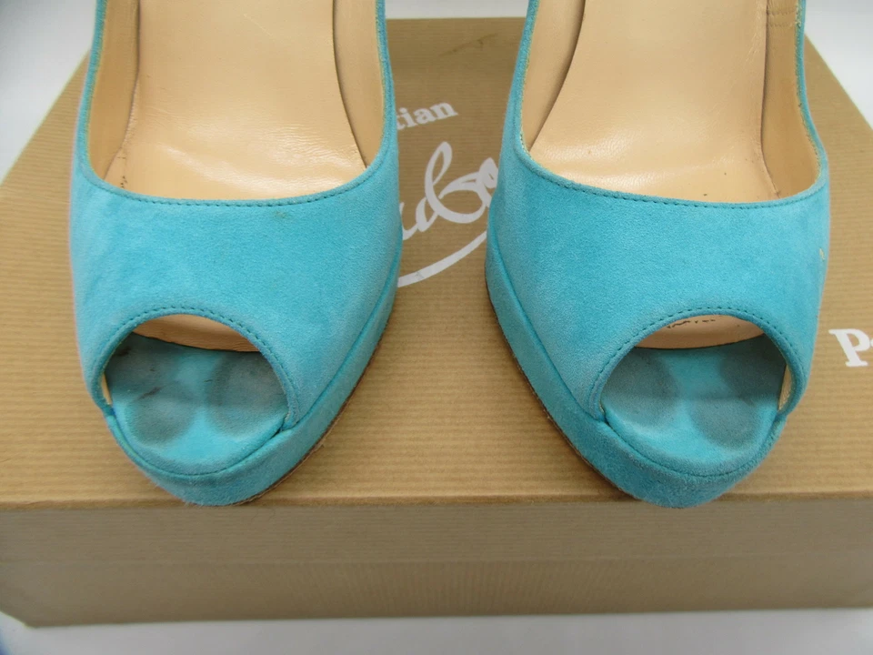 CHRISTIAN LOUBOUTIN бирюзовый заглянуть носок каблуки sz 37 - Изображение 3 из 4