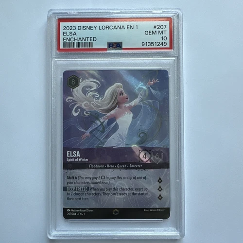 Disney Lorcana - ELSA Spirit Of Winter ENCHANTED Foil 207/204 - PSA 10 Rare EN1