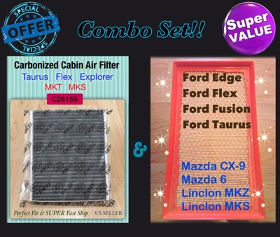For Explorer Flex Taurus MKS MKT ENGINE & CARBON CABIN AIR FILTER AF5699&C26155 