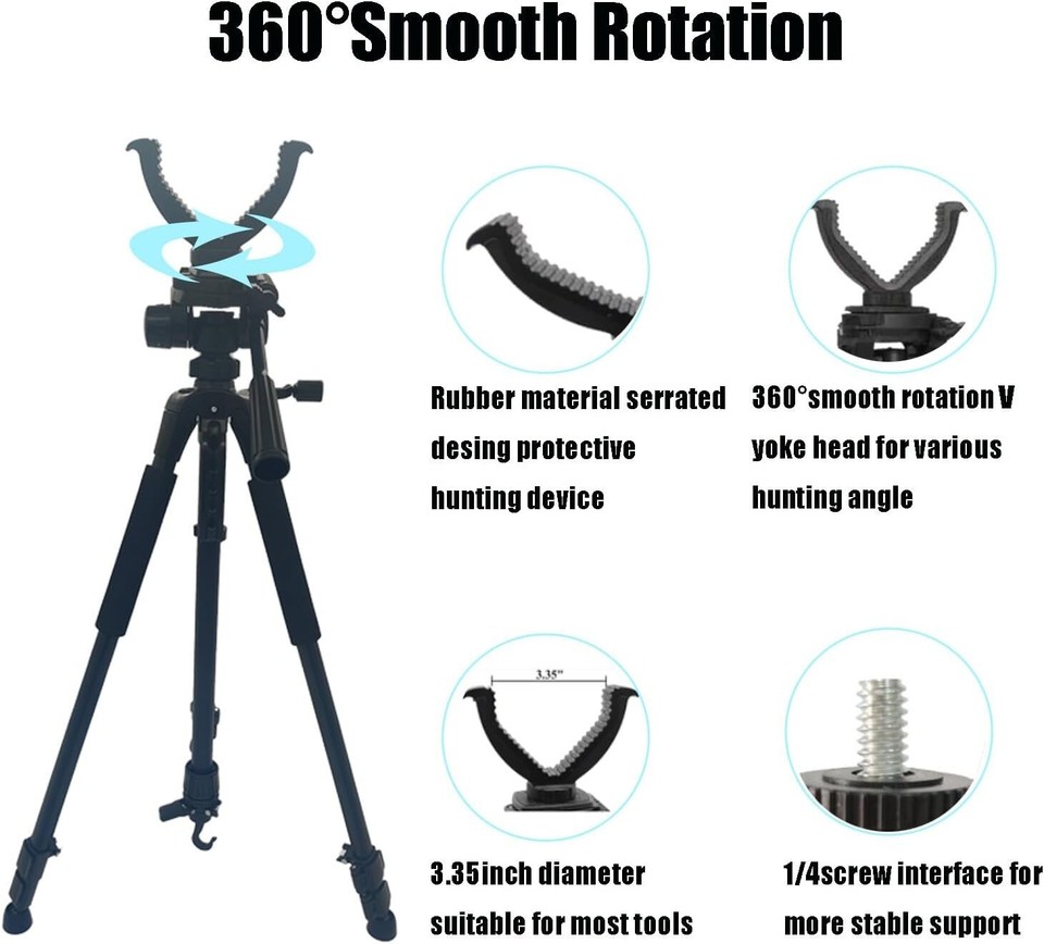 Rifle Shooting Tripod with 360° Swivel V-Bracket and Camera Tripod ...