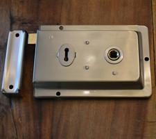 Heavy, Satin Nickel Reversible Rim lock, Very High Quality (BH46)