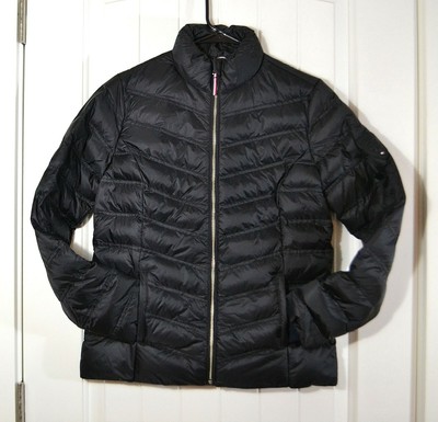 NWT WOMEN TOMMY HILFIGER BLACK PUFFER JACKET PRIMALOFT FULL ZIP PATCH CHOOSE SZ | eBay
