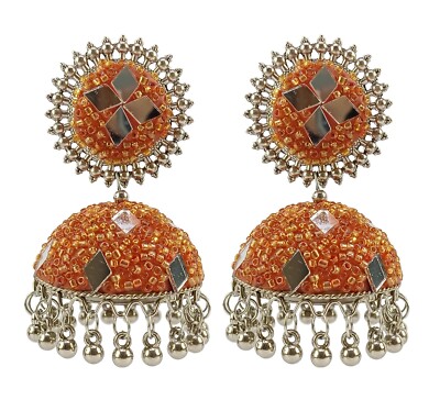 Orange - Handcrafted Fabart GS Jhumki Earrings 24 main image 1