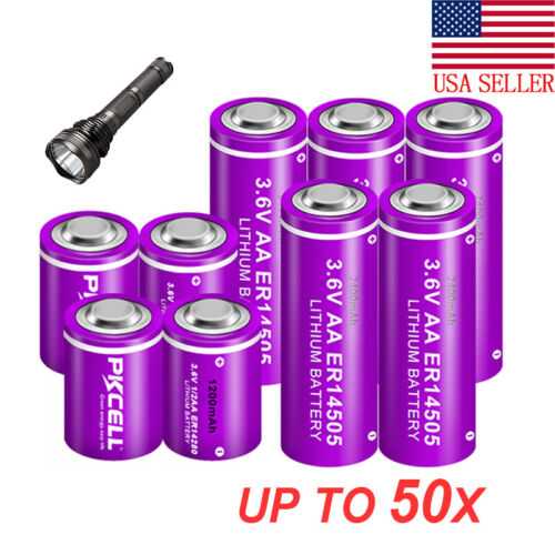 Lot 3.6V 1/2AA ER14250 1200mAh & AA ER14505 2400mAh LS14500 Lithium Batteries - Picture 1 of 24