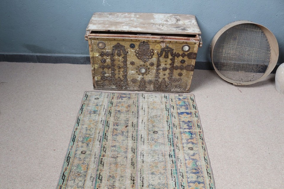 Vintage Rugs, 3x3.7 ft Small Rugs, Oriental Rug, Turkish Rug, Colorful