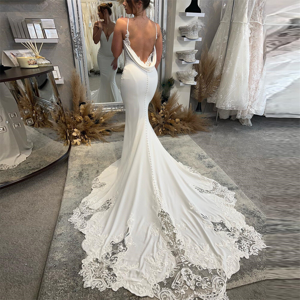 navy blue dress for baby girl 20 Backless Wedding Dresses Worn by Real Brides