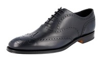 Prada Leder Budapester Oxford Business Schuhe 2EB127 Navy Blau - NEU - 8 42