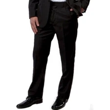 Mens Black Adjustable Tuxedo Pants, Polyester Side Stripe