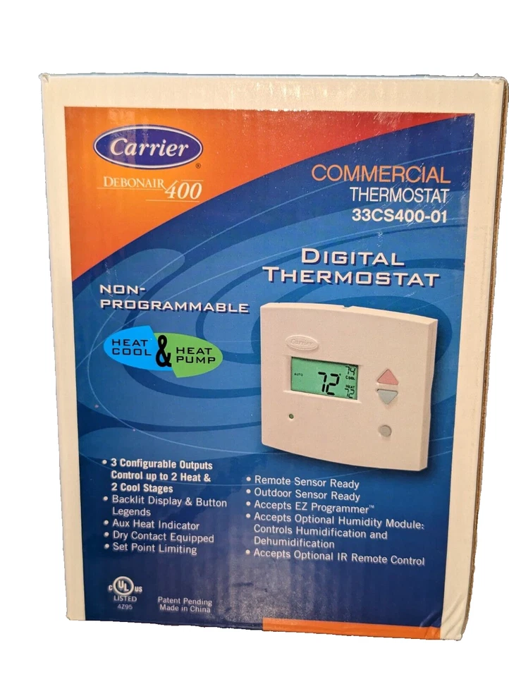 Carrier Digital Programmable Thermostat 33CS400-01 DEBONAIR 400 , New - Image 2 of 4