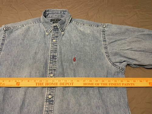 RALPH LAUREN Denim Blue Polo Pony Logo Shirt Blaire Long Sleeve Large - Picture 4 of 6