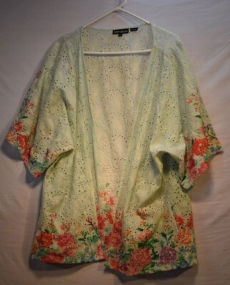 Tolani Collection Size XL Open Front Colorful Floral Kimono Style Cover Up