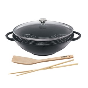 Küchenprofi 36cm Wok-Set Prestige schwarz Glasdeckel inklusive Zubehör