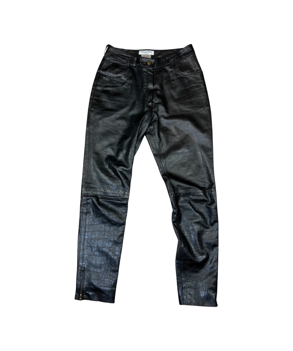 Rare Christian Dior Biker Black Soft Leather Pants With