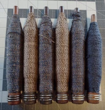 (6) VINTAGE INDUSTRIAL WOODEN SPOOLS BOBBINS THREAD 8 AND 8.75 "