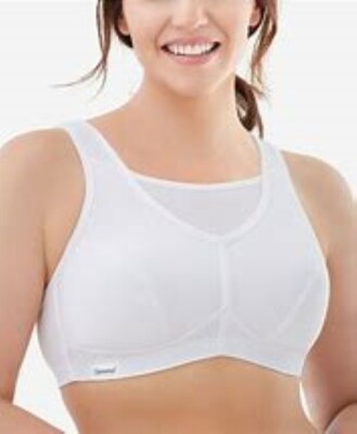 Glamorise Sport NO BOUNCE Camisole Full Coverage Wireless Sports Bra 34DD WHITE