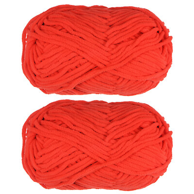 2 Knäuel Chenillegarn Samt Deckengarn 2x100g/7,1oz Polyester weich leuchtend rot