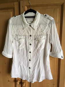 nang blouse brass silk trim beads sleeve cotton da short