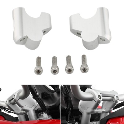 Motorcycle Handlebar Riser Heightening Clamp Silver For Ducati Multistrada V4
