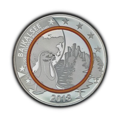 GERMANY. 2018, Medal, Silver - Planet Earth, Lake Baikal Siberia Russia Seal