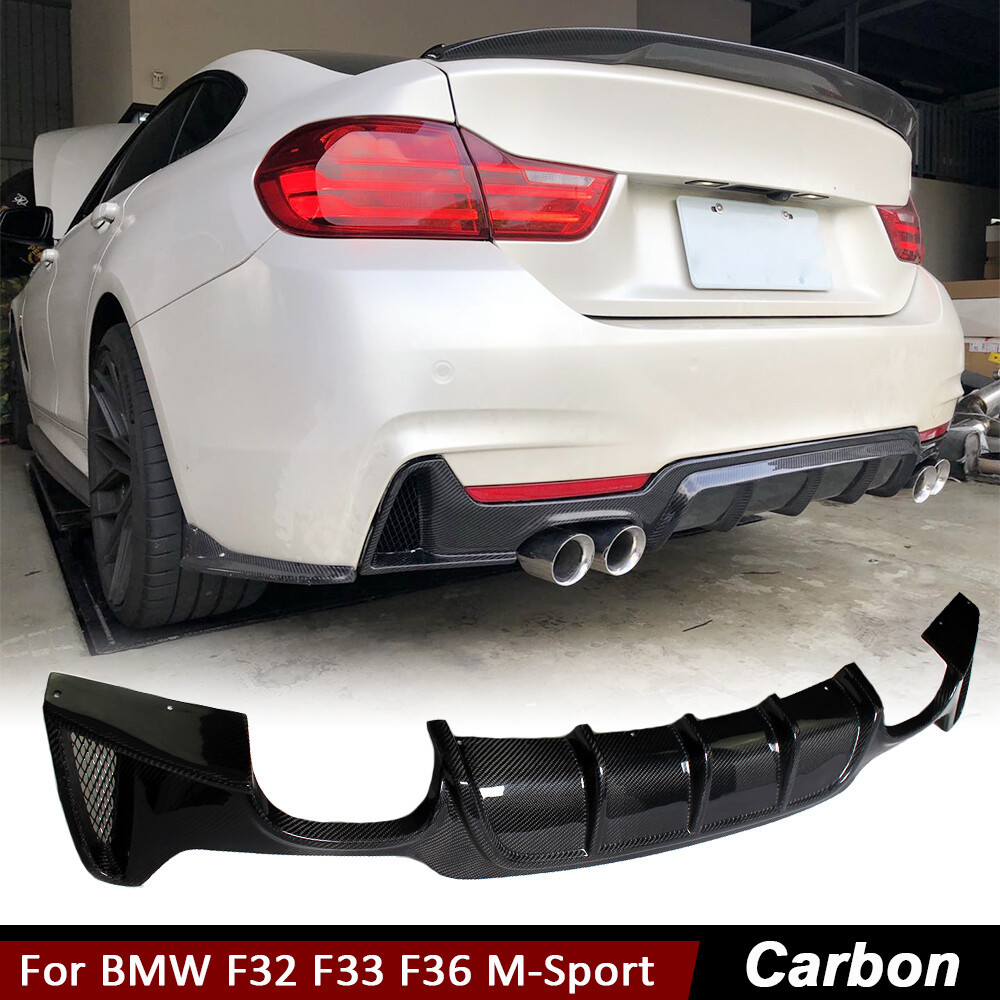For BMW F32 F33 F36 M-Sport 14+ REAL CARBON Rear Bumper Diffuser Lip Spoiler Kit