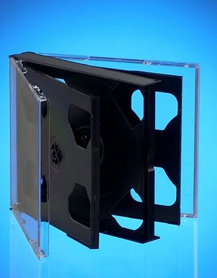 DRAGONTRADING® 1 x CD DVD Disc 5-way Jewel Cases 25 mm for 5 Discs with Black Tray