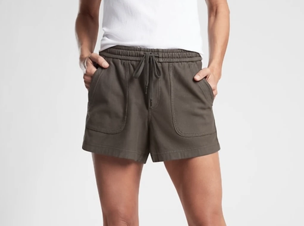 ATHLETA WOMEN'S CYPRESS GREEN ELASTIC WAIST STRETCHY FARALLON SHORTS Sz 6