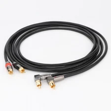 Pair OFC Copper Wire Right Angle Connector HIFI Audio Interconnect RCA Cable