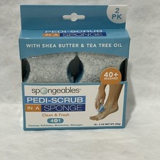 Spongeables Pedi-Scrub Foot Buffer, Clean  Fresh, Shea Butter  Tea Tree 2 Pack
