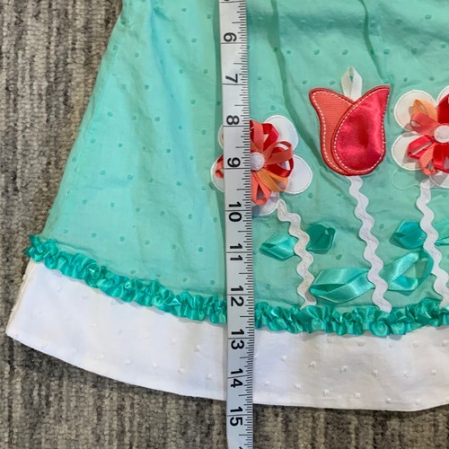 Dymes Rare Editions Floral Applique Dress Polka Dot Bows Spring Easter Baby 12M - Picture 5 of 6